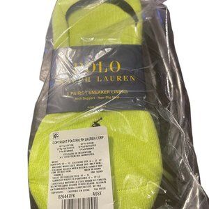 Polo Ralph Lauren No-Show 3 Pairs Socks Liner Multi-Color Size 6-12 1/2 New